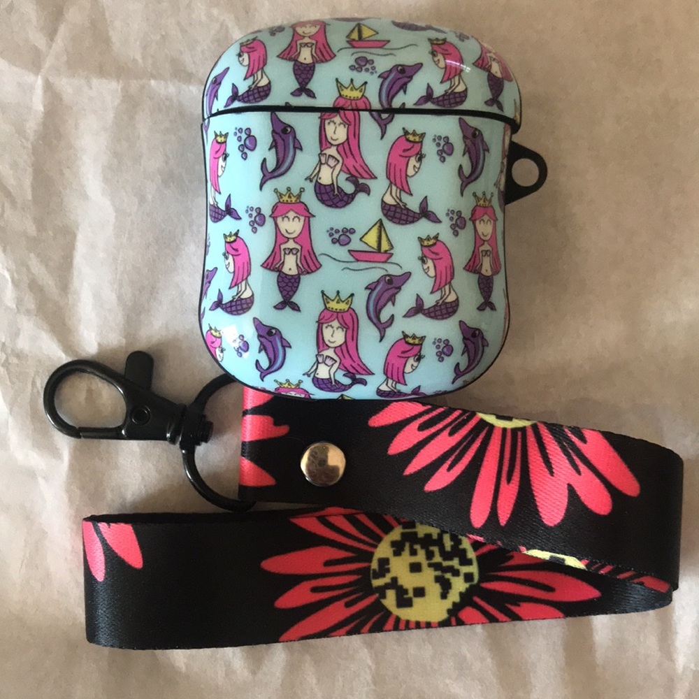 AirPod Cover Case Mermaid For  1-2 With Hand Clip New